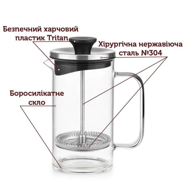 Френч-пресс Samadoyo FT-125, 450мл. FT-125 — изображение 3
