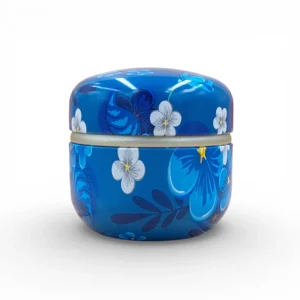 Жерстяна банка для чаю "Синя квітка" 85×85